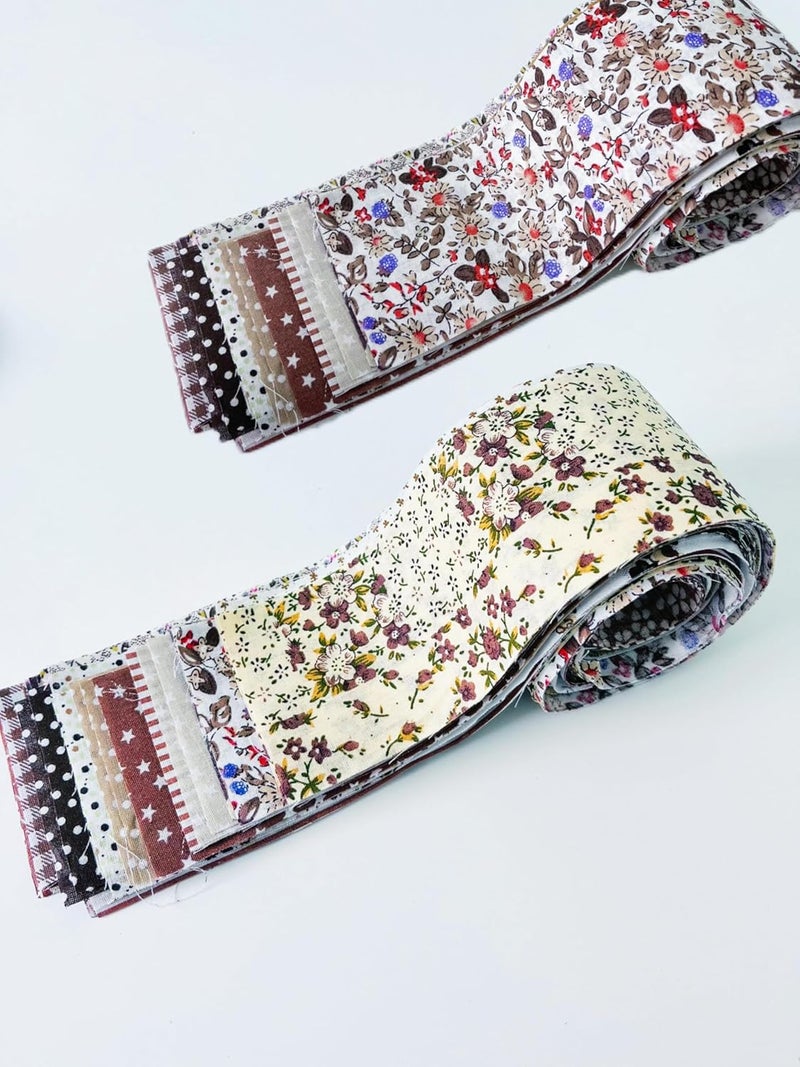 wfljl 42 Fabric Strips 2.5" x 44" | Cotton Bundles for Quilting - Assortment of Quilting Fabric with Vintage Floral Designs - Image 3